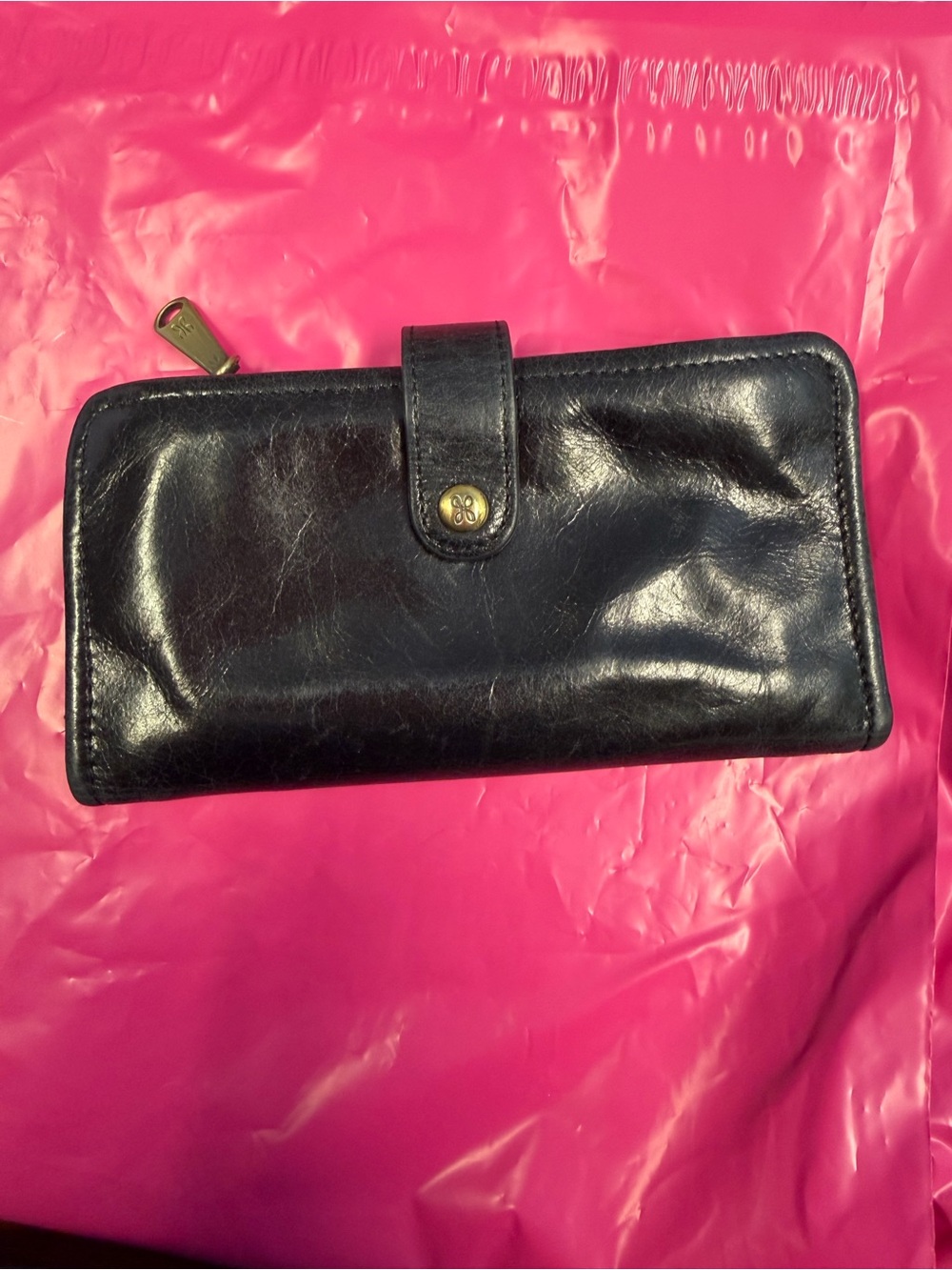 Hobo Black Leather Wallet - Women